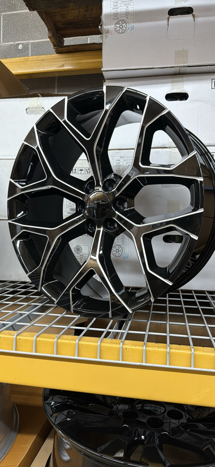 26" SNOWFLAKE REP 6X139.7 6x5.5 FITS CADILLAC ESCALADE DENALI YUKON CHEVY SILVERADO TAHOE SUBURBAN INFINITY QX80 DODGE RAM 1500 JEEP WAGONEER NISSAN TITAN