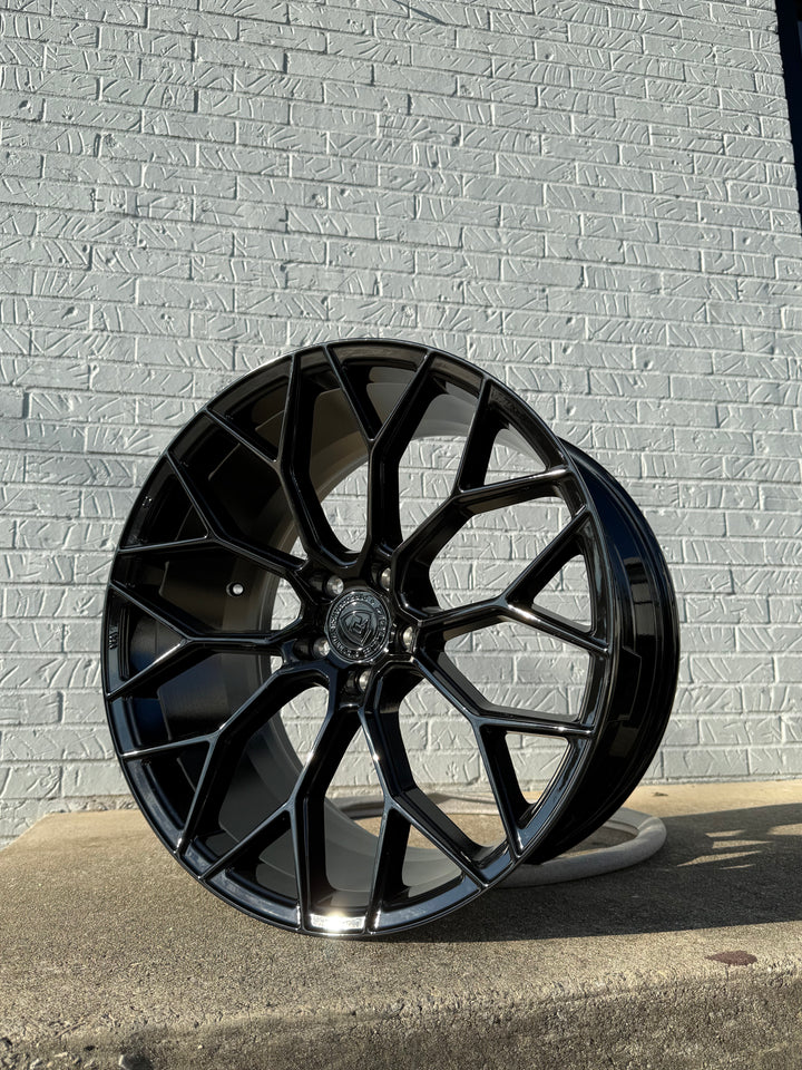 19" DOLCE PERFORMANCE PISTA 5X112 GLOSS BLACK FOR AUDI A4 A5 A6 A7 A8 MERCEDES C63 S550 S580 GTS GT E350 E300 VOLKSWAGEN GOLF TOYOTA SUPRA