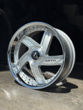 22” ARTIS VESTAVIA BRUSHED CROME LIP DAUL DRILLED (5X120 5x127) STAGGERED FOR GMC YUKON CHEVY SUBURBAN SIERRA 1500 C10 TAHOE BOX DONK CAPRICE IMPALA CAMARO CHEVELLE  CUTLASS MONTE CARLO