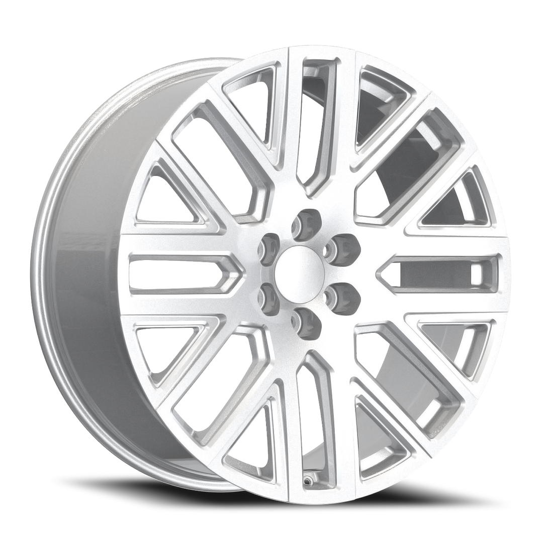24" Chrome REPS  6X139.7 6x5.5 FITS CADILLAC ESCALADE DENALI YUKON CHEVY SILVERADO TAHOE SUBURBAN INFINITY QX80 DODGE RAM 1500 JEEP WAGONEER NISSAN TITAN
