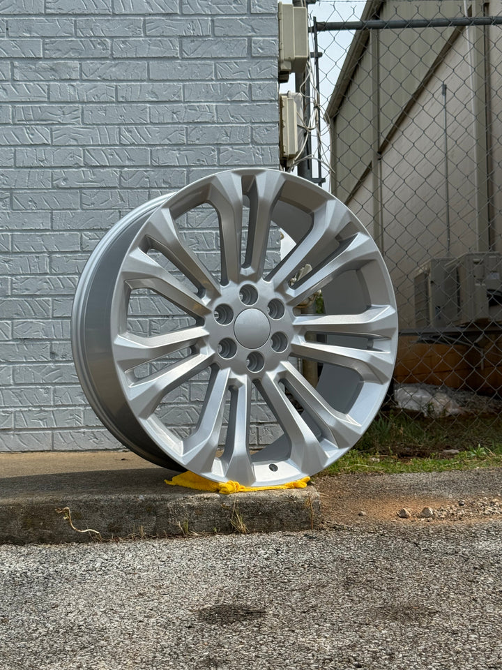 24" G08 Silver Reps, 6X139.7 6x5.5 FITS CADILLAC ESCALADE DENALI YUKON CHEVY SILVERADO TAHOE SUBURBAN INFINITY QX80 DODGE RAM 1500 JEEP WAGONEER NISSAN TITAN