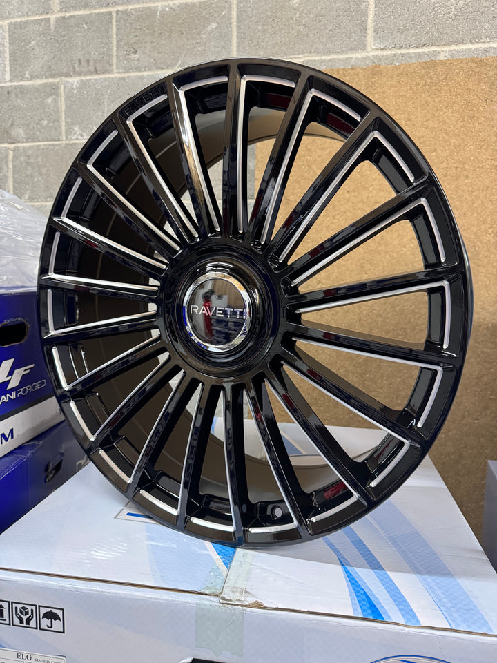 22" Ravetti M17 GLOSS BLACK & MILLED 5x114.3 5x120 FOR LEXUS ES GS HUNDI FORD MUSTANG EXPLORER INFINITY TESLA MODLE 3 MODLE Y X KIA TOYOTA CAMRY AVALON NISSAN ALTIMA MAXIMA CAMARO 2016^ Chevy MALIBU 00-13 IMPALA & MONTE CARLO CADILLAC CT RANGE ROVER