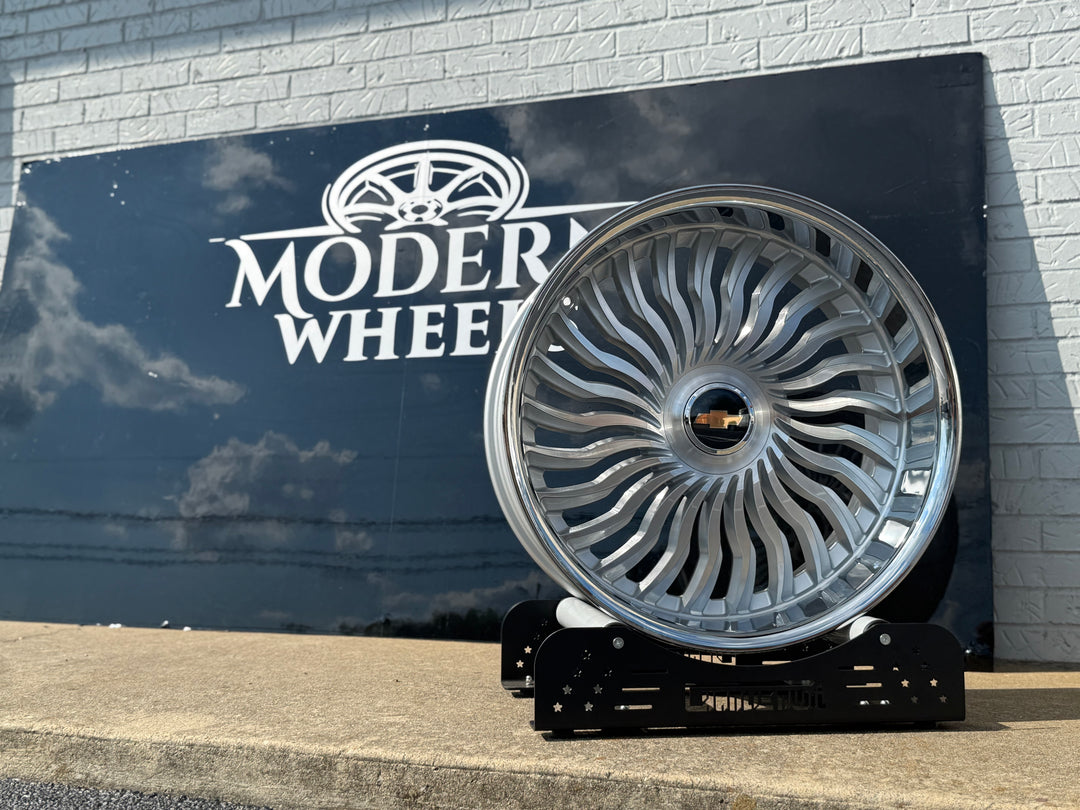 24" DAZZ D102 Snatch BRUSHED CROME LIP DAUL DRILLED (5X120 5x127) STAGGERED FOR GMC YUKON CHEVY SUBURBAN SIERRA 1500 C10 TAHOE BOX DONK CAPRICE IMPALA CAMARO CHEVELLE  CUTLASS MONTE CARLO