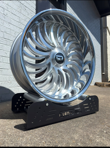 24” DAZZ 003 HEAT BRUSHED WITH CROME LIP DAUL DRILLED (5X120 5x127) STAGGERED FOR GMC YUKON CHEVY SUBURBAN SIERRA 1500 C10 TAHOE BOX DONK CAPRICE IMPALA CAMARO CHEVELLE  CUTLASS MONTE CARLO