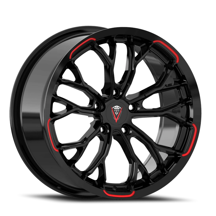 19"/ 20" Combo wheels for 2020^ C8 Corvette in Gloss Black, Black &amp; Machine, 2 tone , black and Red