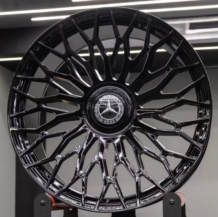22" W117 REPS GLOSS BLACK W/ CHOICE LOGO FITS AUDI A5 S5 RS5 A6 S6 RS6 A7 S7 A8 S8 Q3 SQ3 Q5 MERCEDES E S  S550 S560 S580 CLS550 CL SL LEXUS TX LS LM LC BMW 5 6 7 8 SERIES X3 X5 X6 LEXUS LS CADILLAC CTS CT6 CHEVY CAMARO