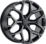 22" GM, Cadillac, Chevy SnowFlake Wheels in Gloss Black & Milled