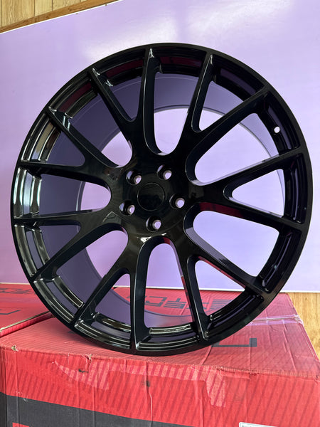 24” SRT HELLCAT 218 STYLE WHEELS IN GLOSS BLACK 5x127 FOR JEEP GRAND CHEROKEE SRT TRACKHAWK DODGE DURANGO