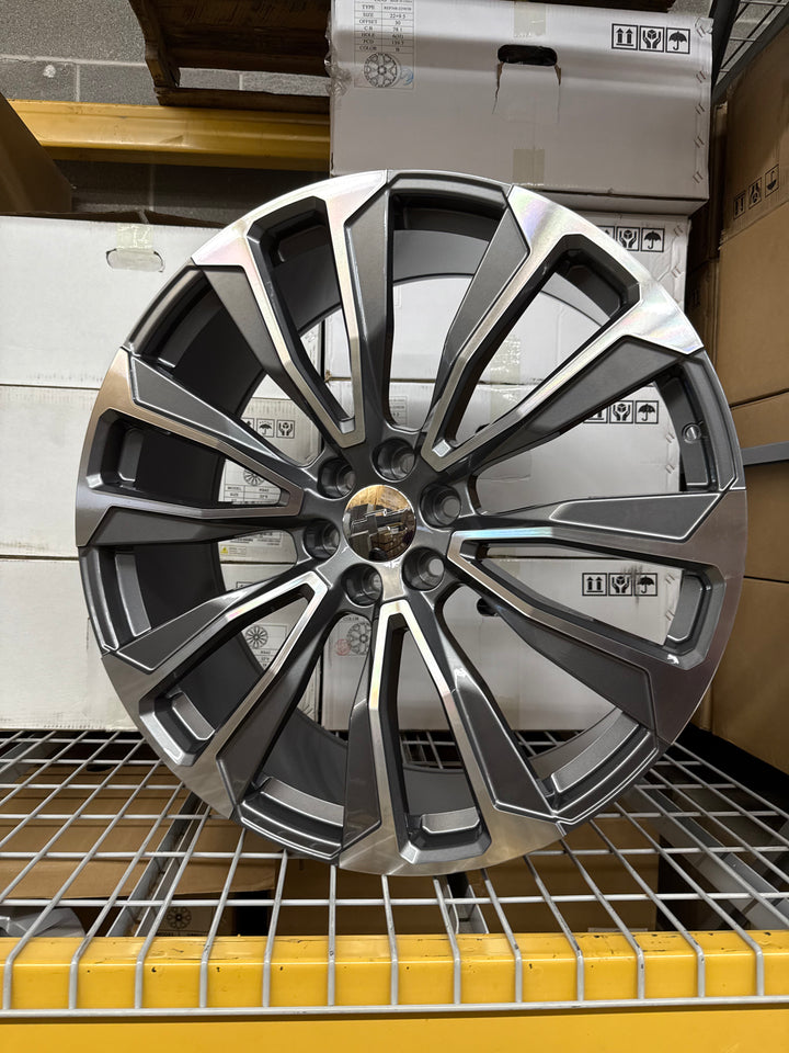 26x10 GunMetal Machined Rep204 6X139.7 6x5.5 FITS CADILLAC ESCALADE DENALI YUKON CHEVY SILVERADO TAHOE SUBURBAN INFINITY QX80 DODGE RAM 1500 JEEP WAGONEER NISSAN TITAN