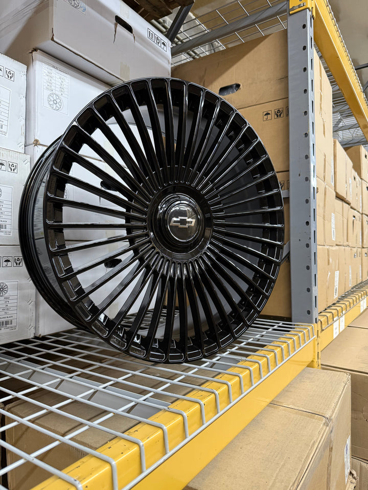 26" SLNG1 Gloss Black 6x135/6x139.7 XL Floating cap, choice logo. 6x135 6X139.7 6x5.5 FITS CADILLAC ESCALADE DENALI YUKON CHEVY SILVERADO TAHOE SUBURBAN INFINITY QX80 DODGE RAM 1500 JEEP WAGONEER NISSAN TITAN FORD F150 EXPEDITION RANGER LINCOLN NAVIGATOR