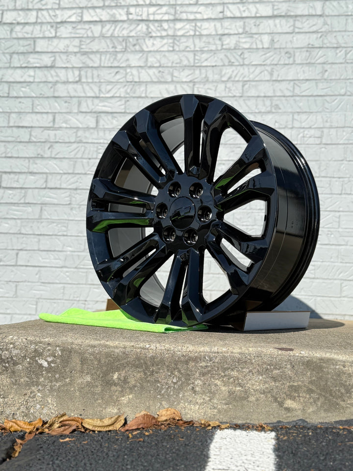 22" G08 , Split 7, Gloss Black REPS 6X139.7 6x5.5 FITS CADILLAC ESCALADE DENALI YUKON CHEVY SILVERADO TAHOE SUBURBAN INFINITY QX80 DODGE RAM 1500 JEEP WAGONEER NISSAN TITAN