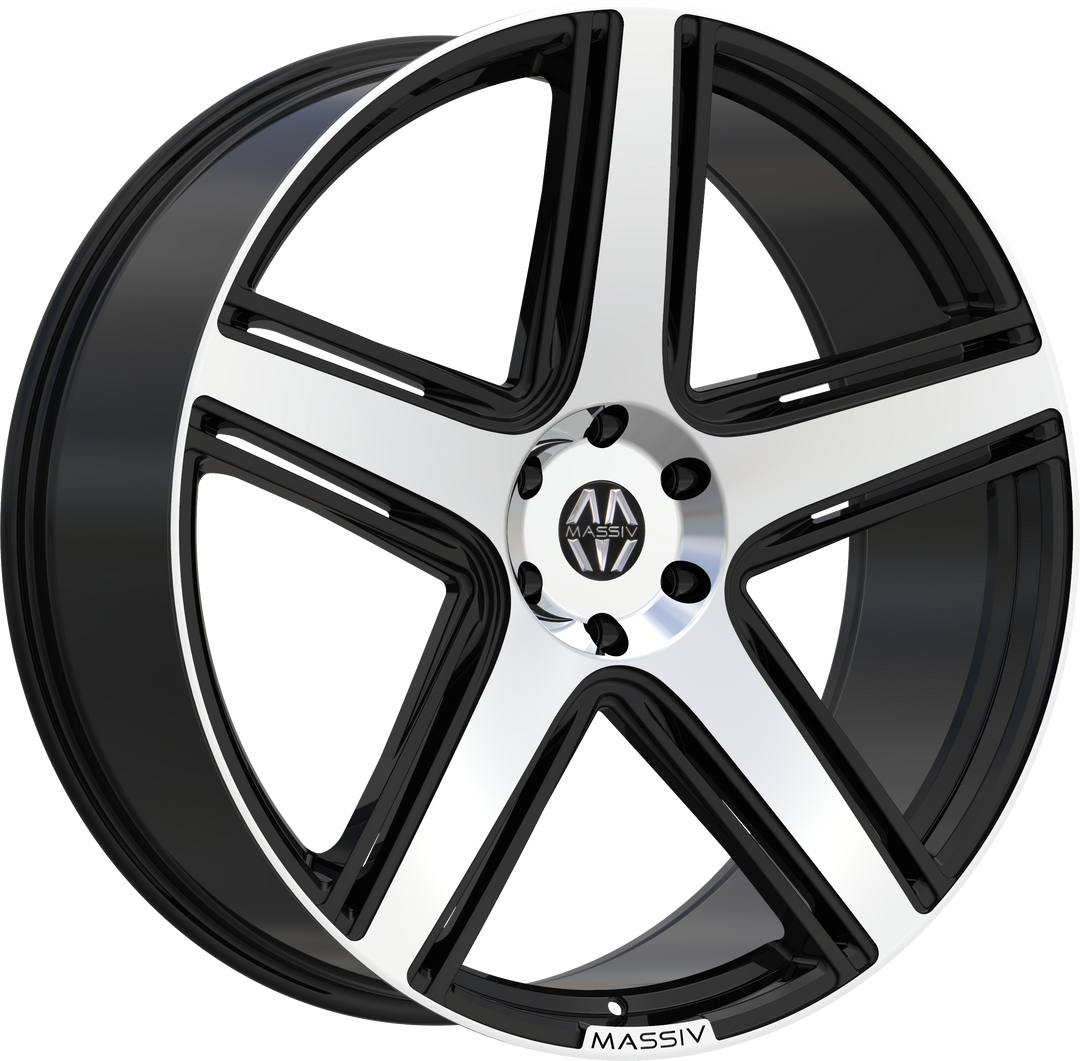 24" Black and Machined 6X139.7 6x5.5 FITS CADILLAC ESCALADE DENALI YUKON CHEVY SILVERADO TAHOE SUBURBAN INFINITY QX80 DODGE RAM 1500 JEEP WAGONEER NISSAN TITAN