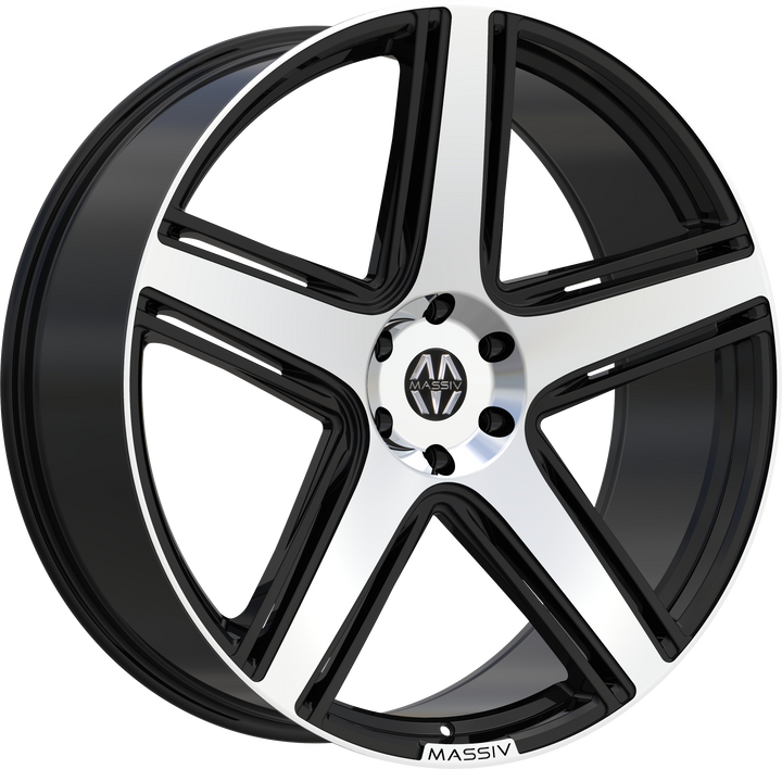 24" Black and Machined 6X139.7 6x5.5 FITS CADILLAC ESCALADE DENALI YUKON CHEVY SILVERADO TAHOE SUBURBAN INFINITY QX80 DODGE RAM 1500 JEEP WAGONEER NISSAN TITAN