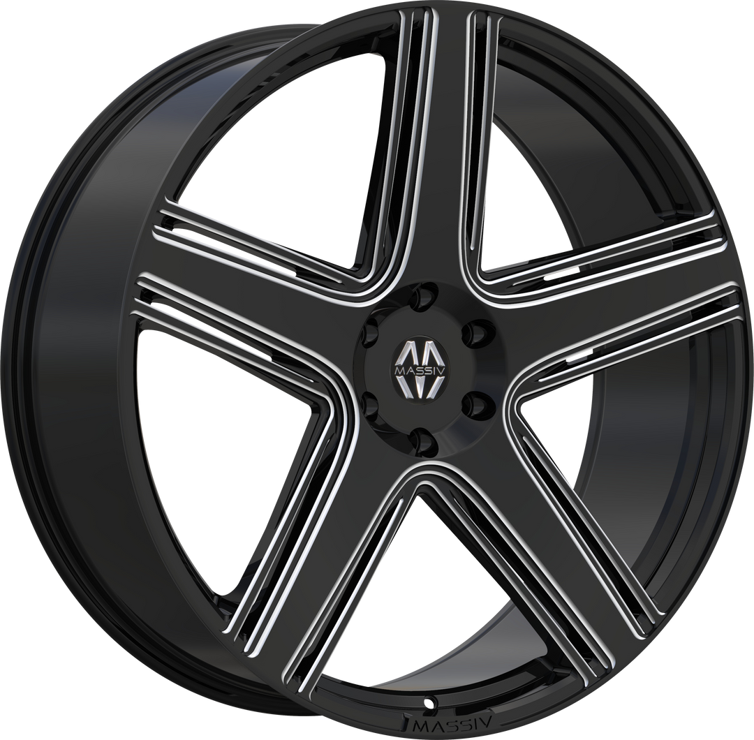 24" Black and Machined 6X139.7 6x5.5 FITS CADILLAC ESCALADE DENALI YUKON CHEVY SILVERADO TAHOE SUBURBAN INFINITY QX80 DODGE RAM 1500 JEEP WAGONEER NISSAN TITAN