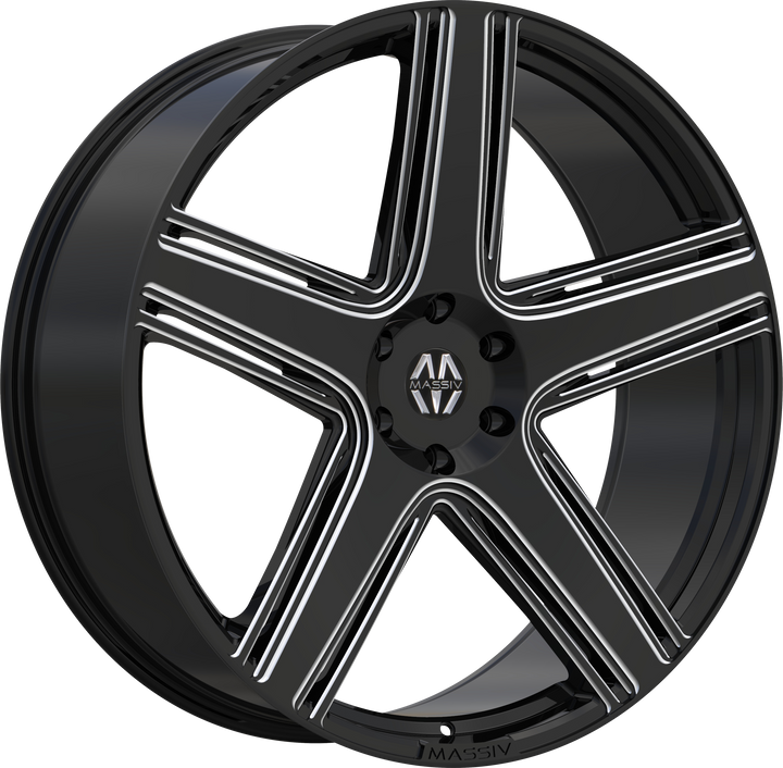 24" Black and Machined 6X139.7 6x5.5 FITS CADILLAC ESCALADE DENALI YUKON CHEVY SILVERADO TAHOE SUBURBAN INFINITY QX80 DODGE RAM 1500 JEEP WAGONEER NISSAN TITAN