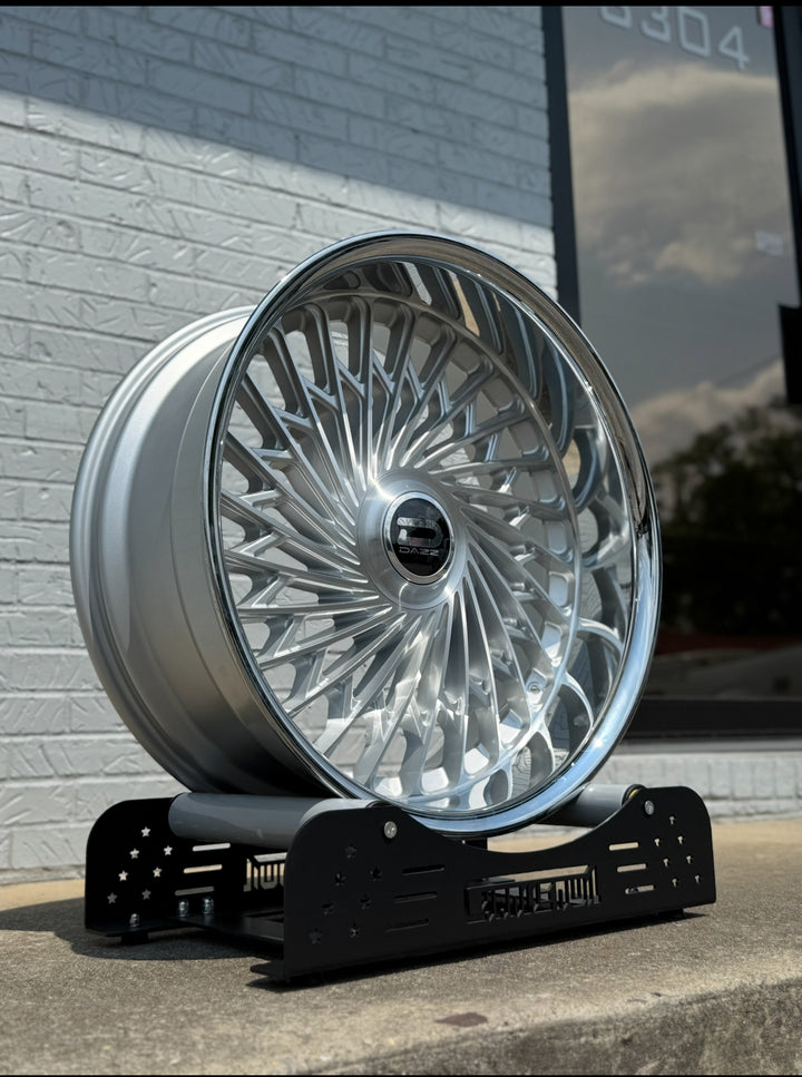 24” 26" DAZZ D101 Seville BRUSHED WITH CHROME LIP DUAL DRILLED (5X120 5x127) STAGGERED FOR GMC YUKON CHEVY SUBURBAN SIERRA 1500 C10 TAHOE BOX DONK CAPRICE IMPALA CAMARO CHEVELLE  CUTLASS MONTE CARLO