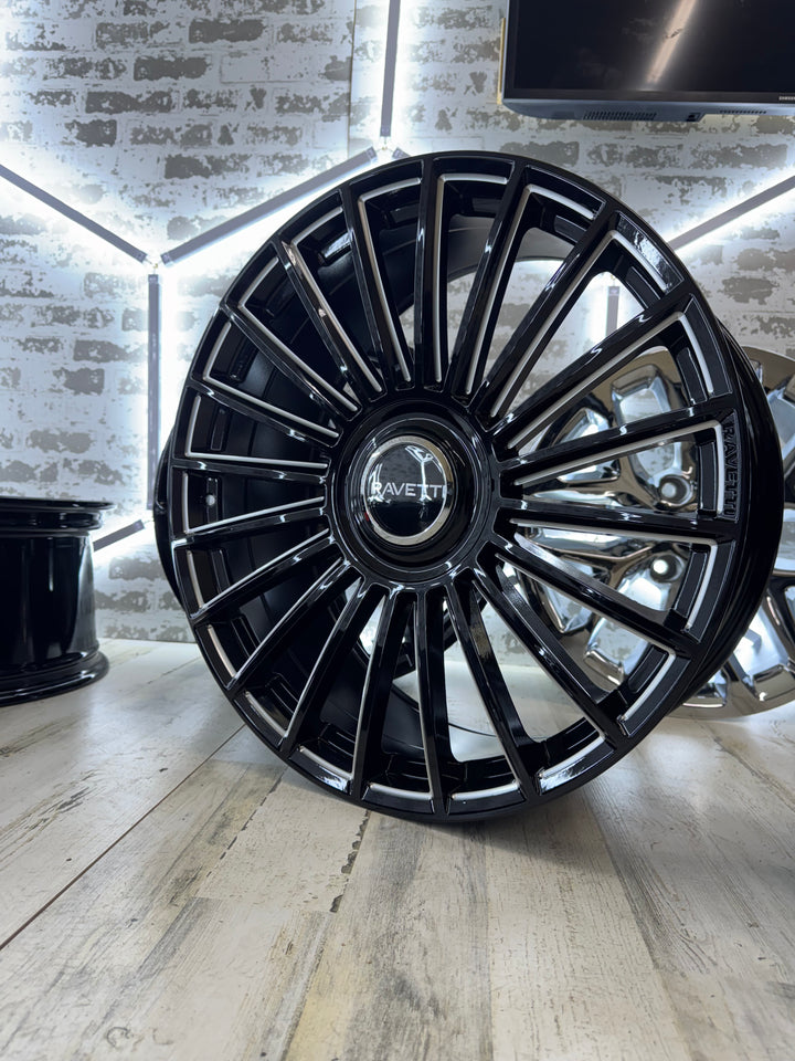 22" Ravetti M17 GLOSS BLACK & MILLED 5x114.3 5x120 FOR LEXUS ES GS HUNDI FORD MUSTANG EXPLORER INFINITY TESLA MODLE 3 MODLE Y X KIA TOYOTA CAMRY AVALON NISSAN ALTIMA MAXIMA CAMARO 2016^ Chevy MALIBU 00-13 IMPALA & MONTE CARLO CADILLAC CT RANGE ROVER
