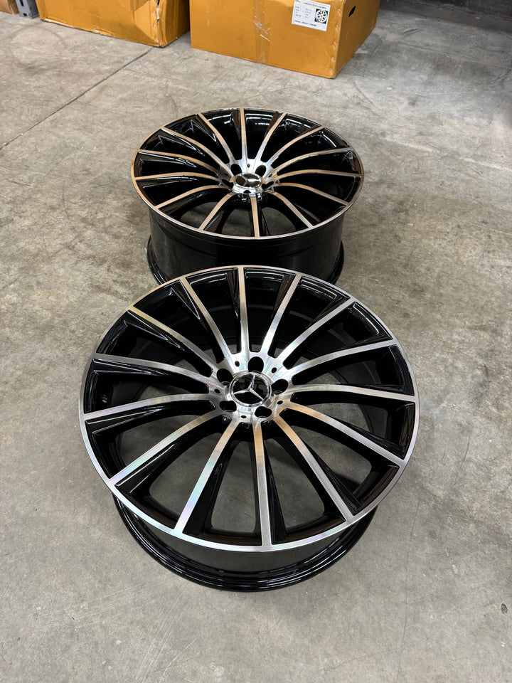 22" Mercedes Benz AMG Style 813 Wheels in Black & Machine 5x112 FOR E E350 E500 CLS, SL, CL S550 S560 S580 S600 S63 GLA GLC GLE EQB EQS