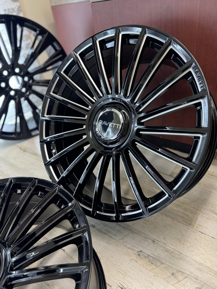 22" Ravetti M17 GLOSS BLACK & MILLED 5x114.3 5x120 FOR LEXUS ES GS HUNDI FORD MUSTANG EXPLORER INFINITY TESLA MODLE 3 MODLE Y X KIA TOYOTA CAMRY AVALON NISSAN ALTIMA MAXIMA CAMARO 2016^ Chevy MALIBU 00-13 IMPALA & MONTE CARLO CADILLAC CT RANGE ROVER