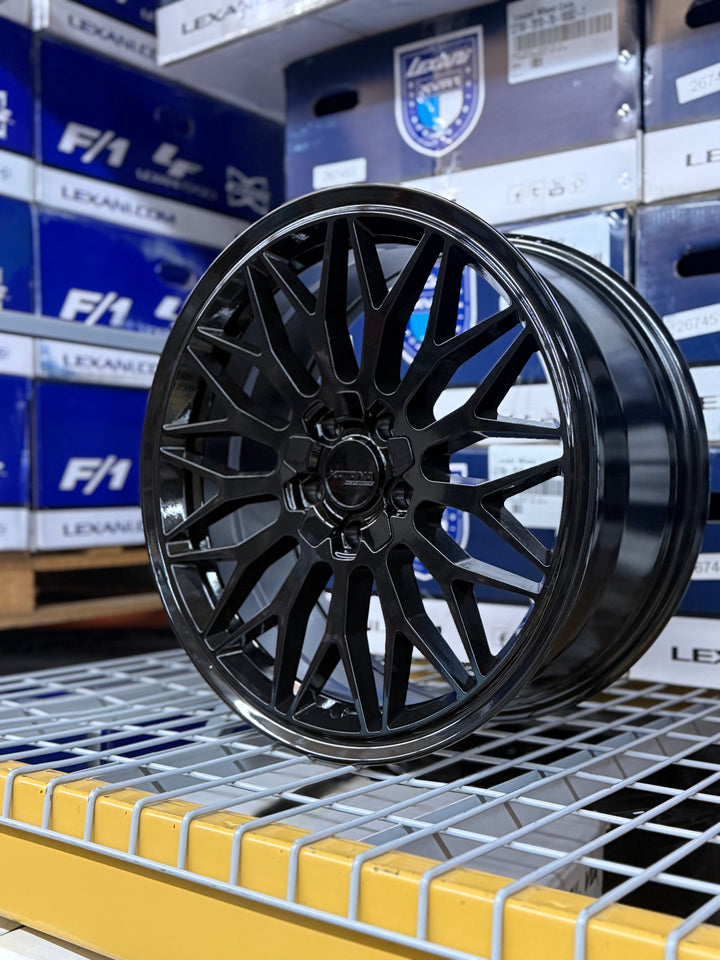 Katana 18" KR05 GLOSS BLACK DUAL DRILLED (5X108|5X114.3) FORD FOCUS 2013-up FUSION 2013-UP ESCAPE MUSTANG KIA STINGER K5 TOYOTA CAMRY AVALON NISSAN ALTIMA MAXIM INFINITY G35 G37