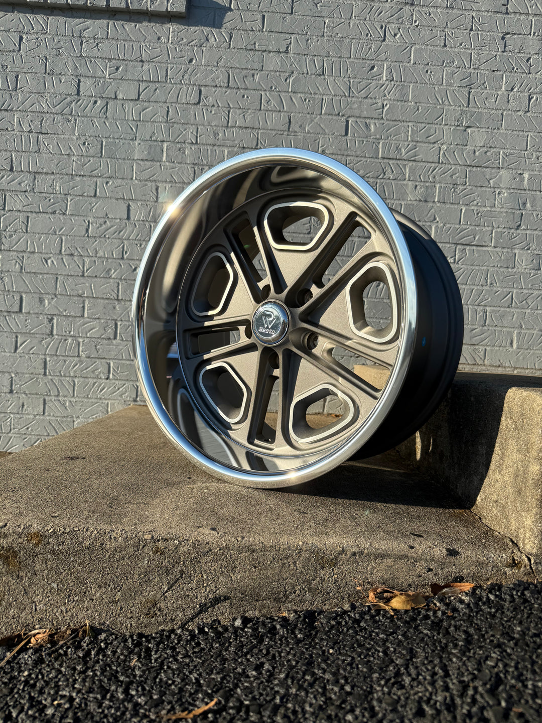 17” RESTO WHEEL DELRAY R102 Texture Gun Metal Center Milled Window W/ Diamond Cut Lip (5x114.3 5x4.5) FITS 70s CHARGER CHALLENGER Ford MUSTANG RANGER COUGAR