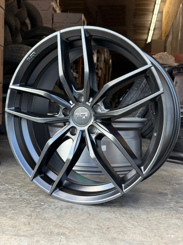 PROMO PACKAGE 20" Niche Matte Black VOSSO 5X114.3 5x114.3 FOR LEXUS ES GS  RX300 HUNDI FORD MUSTANG EXPLORER INFINITY G35 G37 TESLA MODLE 3 MODLE Y KIA K5 STINGER TOYOTA CAMRY AVALON NISSAN ALTIMA MAXIMA 2016^ Chevy MALIBU 2000-2013 IMPALA & MONTECARLO