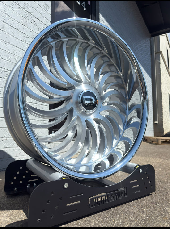 24” DAZZ 103 HEAT BRUSHED WITH CROME LIP DAUL DRILLED (5X120 5x127) STAGGERED FOR GMC YUKON CHEVY SUBURBAN SIERRA 1500 C10 TAHOE BOX DONK CAPRICE IMPALA CAMARO CHEVELLE  CUTLASS MONTE CARLO