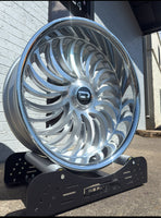 24” DAZZ 003 HEAT BRUSHED WITH CROME LIP DAUL DRILLED (5X120 5x127) STAGGERED FOR GMC YUKON CHEVY SUBURBAN SIERRA 1500 C10 TAHOE BOX DONK CAPRICE IMPALA CAMARO CHEVELLE  CUTLASS MONTE CARLO