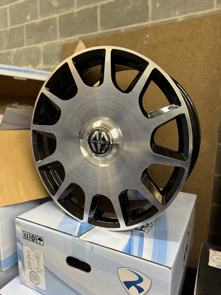 22" MASSIV 927 BLACK & MACHINED 5X108 AND 5X114.3 DAUL DRILLED FOR FORD FUSION JAGUAR F-TYPE XF XJ