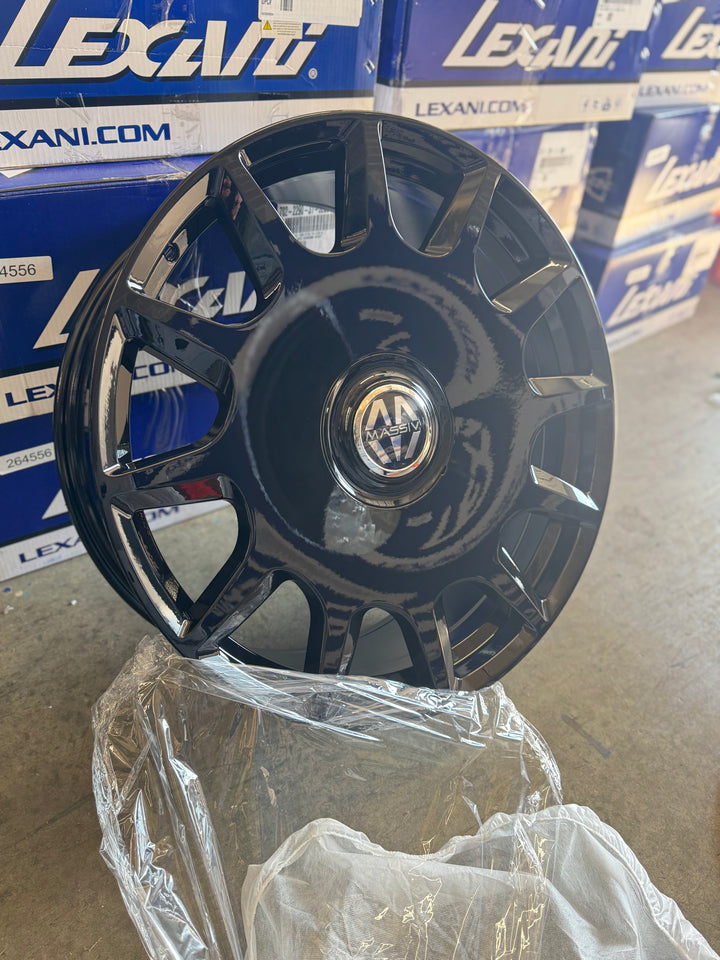 24" Massiv 927 WHEELS GLOSS BLACK 5x115 5x120 FOR DODGE CHARGER CHALLENGER 392 CHRYSLER 300 SRT8 CHEVY CAMARO ROVER RANGE ROVER HSE SPORT LEXUS LS BMW X5 X6