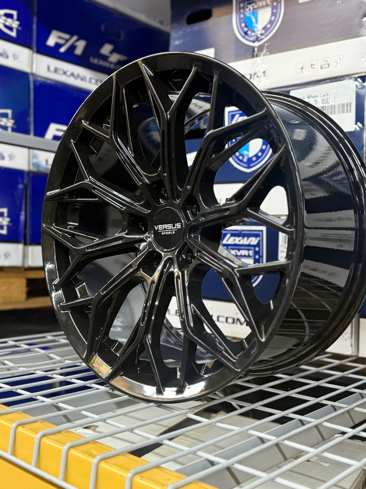18" 5x120 VERSUS VS55 GLOSS BLACK FOR CHEVROLET CAMARO CADILLAC CT5 CT6 ATS 2008^ CTS BMW 3 5 6 2010^  X3