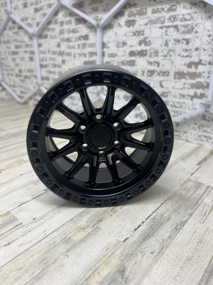 17" ARENA A103 MISSION SATIN BLACKFOR CHEVY COLORADO D-MAX S10 SILVERADO TAHOE SUBURBAN FORD BRONCO RANGER GMC CANYON YUKON NISSAN TITAN TOYOTA 4RUNNER FJ CRUISER  TACOMA TUNDRA JEEP WRANGLER GLADIATOR