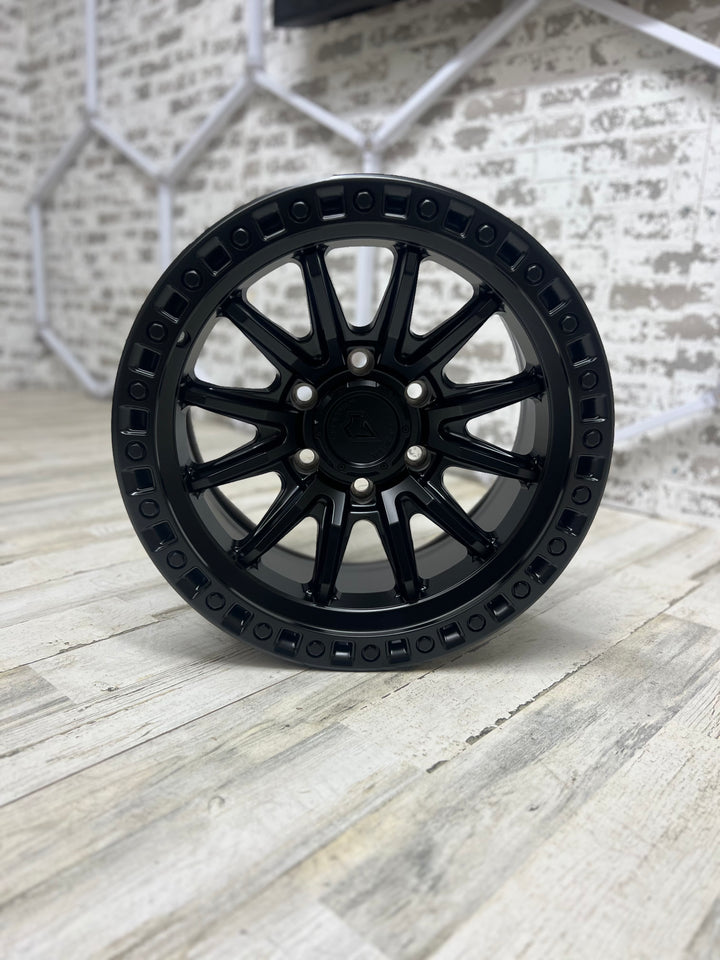 17" ARENA A103 MISSION SATIN BLACKFOR CHEVY COLORADO D-MAX S10 SILVERADO TAHOE SUBURBAN FORD BRONCO RANGER GMC CANYON YUKON NISSAN TITAN TOYOTA 4RUNNER FJ CRUISER  TACOMA TUNDRA JEEP WRANGLER GLADIATOR