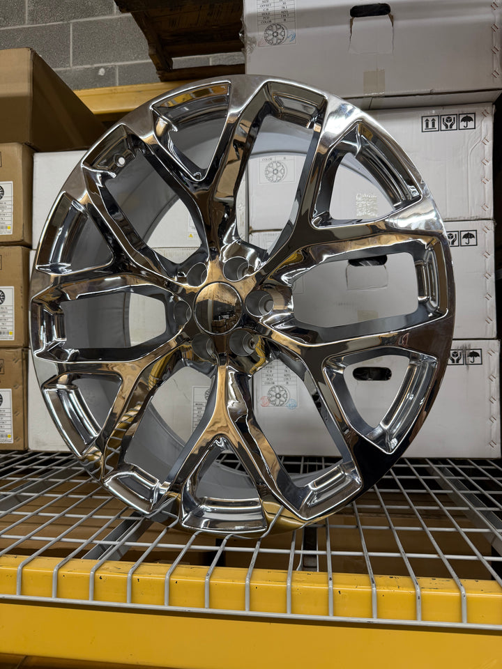 20” 22” 24” 26” 30” Chrome Snowflake REPS 6X139.7 6x5.5 FITS CADILLAC ESCALADE DENALI YUKON CHEVY SILVERADO TAHOE SUBURBAN INFINITY QX80 DODGE RAM 1500 JEEP WAGONEER NISSAN TITAN