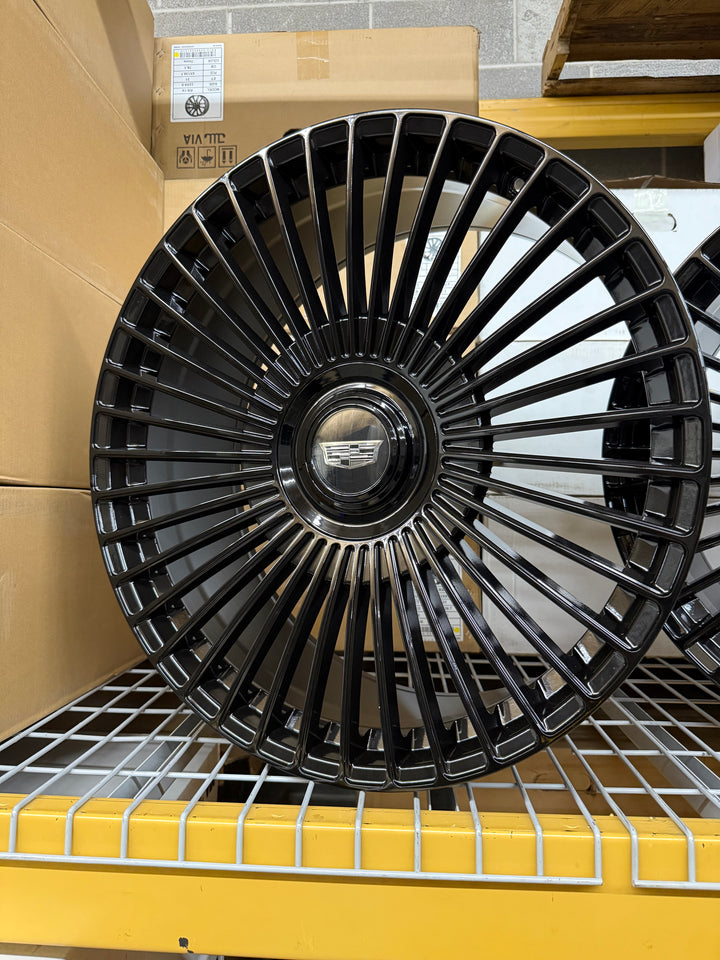 24" SLNG1 Gloss Black XL Floating cap, choice logo. 6x135 6X139.7 6x5.5 FITS CADILLAC ESCALADE DENALI YUKON CHEVY SILVERADO TAHOE SUBURBAN INFINITY QX80 DODGE RAM 1500 JEEP WAGONEER NISSAN TITAN FORD F150 EXPEDITION RANGER LINCOLN NAVIGATOR