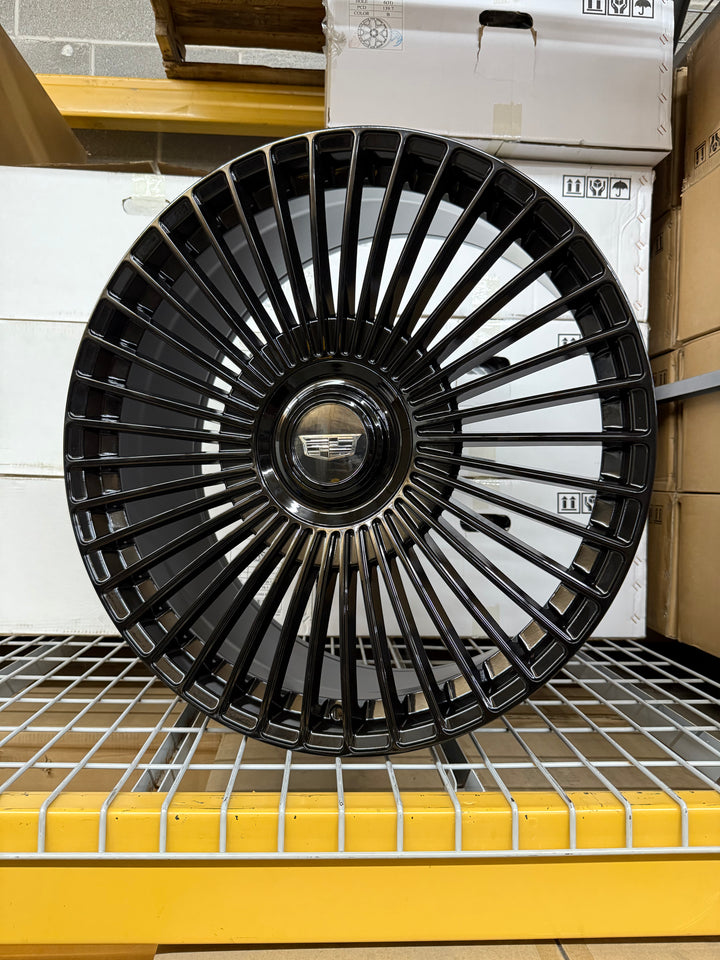 24" SLNG1 Gloss Black XL Floating cap, choice logo. 6x135 6X139.7 6x5.5 FITS CADILLAC ESCALADE DENALI YUKON CHEVY SILVERADO TAHOE SUBURBAN INFINITY QX80 DODGE RAM 1500 JEEP WAGONEER NISSAN TITAN FORD F150 EXPEDITION RANGER LINCOLN NAVIGATOR