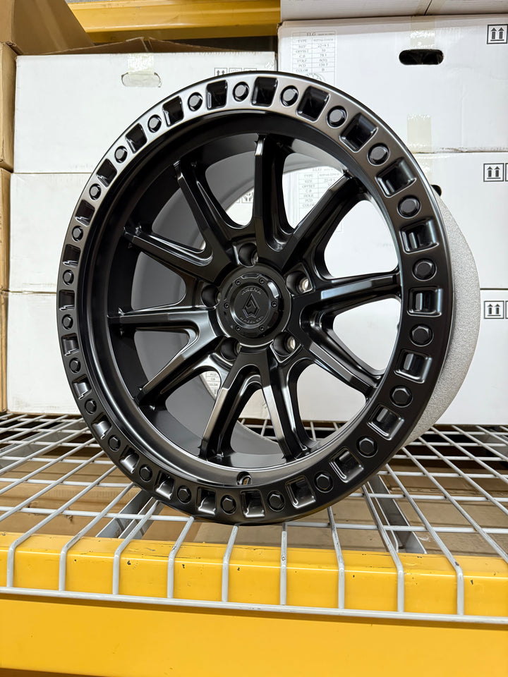 17" ARENA A103 MISSION SATIN BLACKFOR CHEVY COLORADO D-MAX S10 SILVERADO TAHOE SUBURBAN FORD BRONCO RANGER GMC CANYON YUKON NISSAN TITAN TOYOTA 4RUNNER FJ CRUISER  TACOMA TUNDRA JEEP WRANGLER GLADIATOR