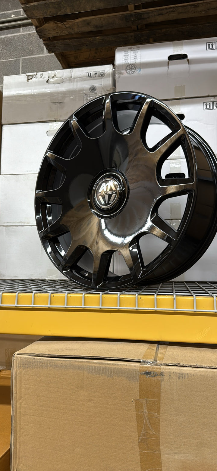 24" Massiv 927 WHEELS GLOSS BLACK 5x115 5x120 FOR DODGE CHARGER CHALLENGER 392 CHRYSLER 300 SRT8 CHEVY CAMARO ROVER RANGE ROVER HSE SPORT LEXUS LS BMW X5 X6