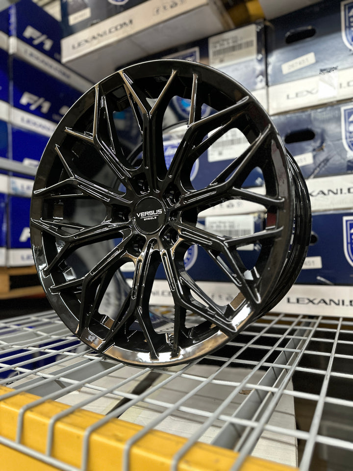 18" 5x120 VERSUS VS55 GLOSS BLACK FOR CHEVROLET CAMARO CADILLAC CT5 CT6 ATS 2008^ CTS BMW 3 5 6 2010^  X3