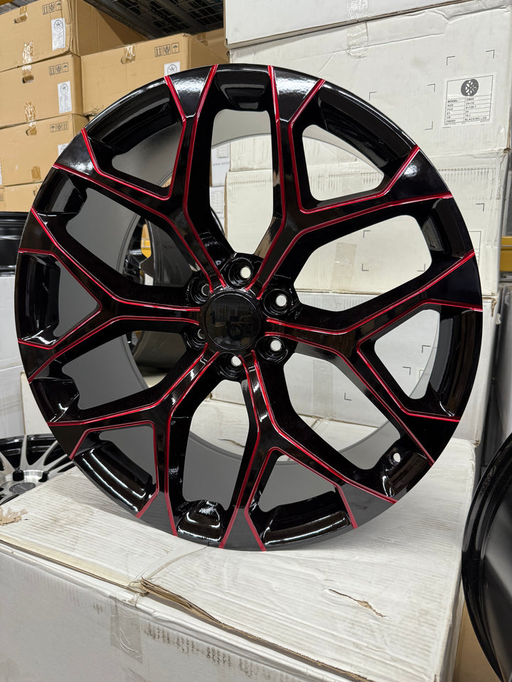 22" SNOWFLAKE REP 6X139.7 6x5.5 FITS CADILLAC ESCALADE DENALI YUKON CHEVY SILVERADO TAHOE SUBURBAN INFINITY QX80 DODGE RAM 1500 JEEP WAGONEER NISSAN TITAN