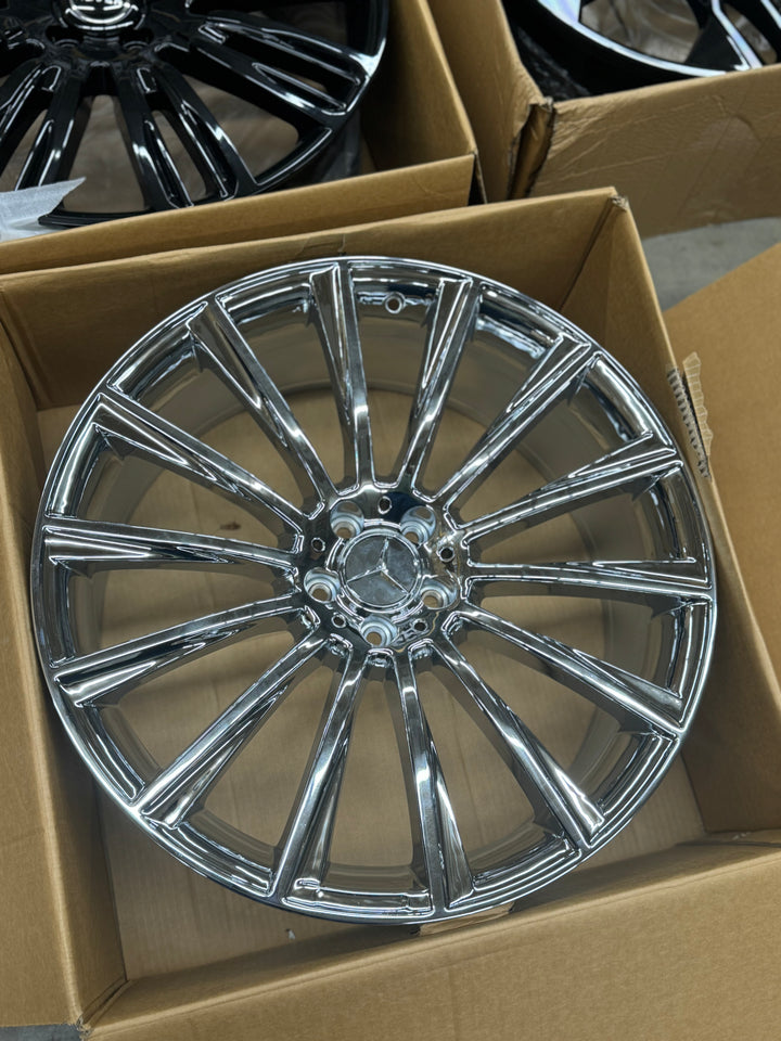22" Mercedes Benz AMG Style 813 Wheels Chrome 5x112 FOR E E350 E500 CLS, SL, CL S550 S560 S580 S600 S63 GLA GLC GLE EQB EQS