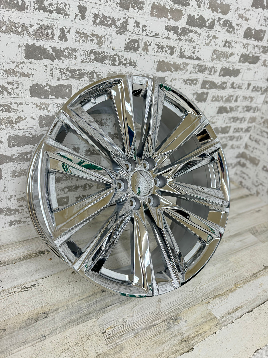 24" Chrome REPS  6X139.7 6x5.5 FITS CADILLAC ESCALADE DENALI YUKON CHEVY SILVERADO TAHOE SUBURBAN INFINITY QX80 DODGE RAM 1500 JEEP WAGONEER NISSAN TITAN