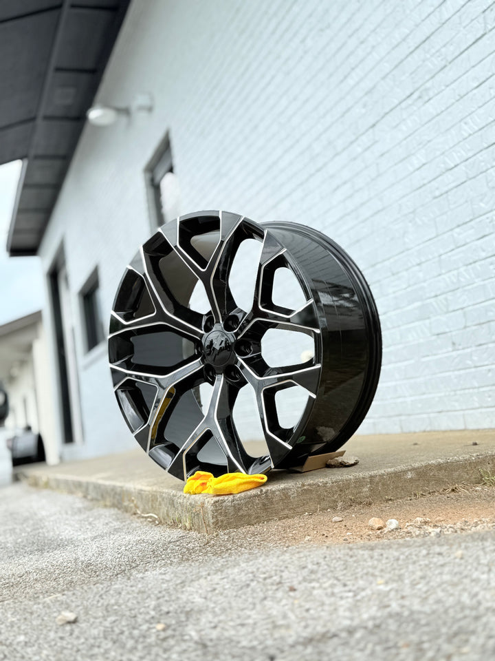 24" SNOWFLAKE REP 6X139.7 6x5.5 FITS CADILLAC ESCALADE DENALI YUKON CHEVY SILVERADO TAHOE SUBURBAN INFINITY QX80 DODGE RAM 1500 JEEP WAGONEER NISSAN TITAN