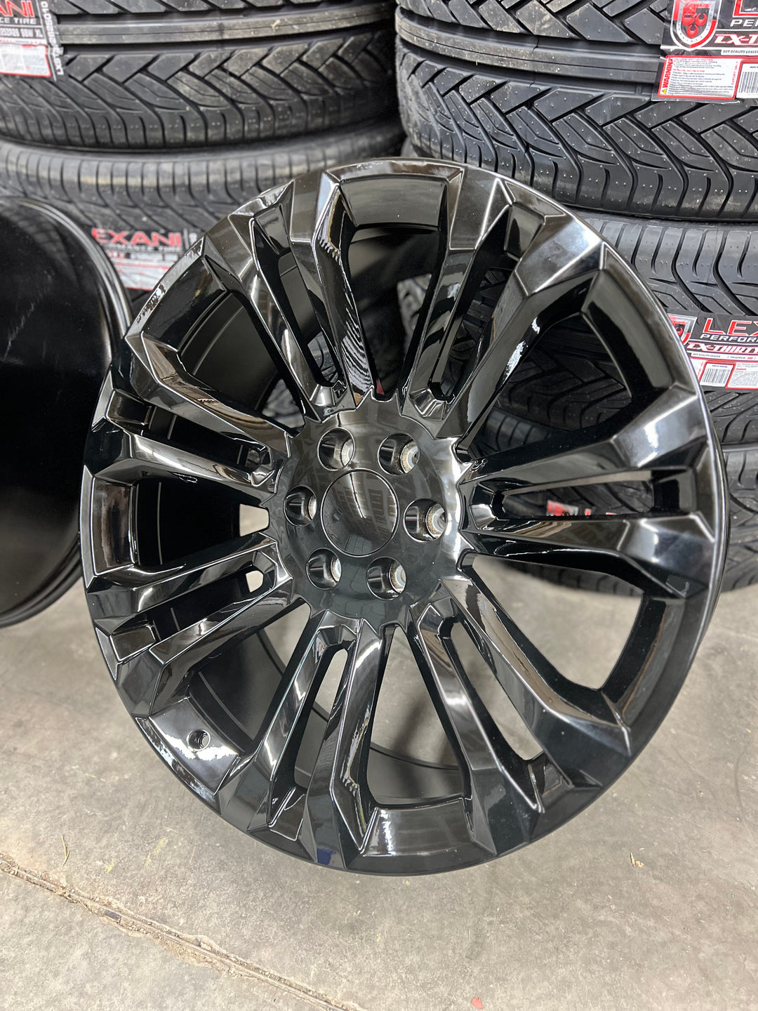 24" GM, Cadillac, Chevy 211 Style Rep Wheels in Gloss Black