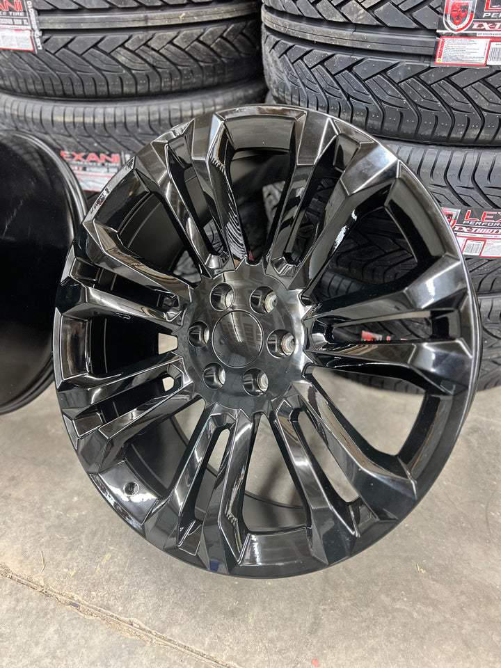 24" GM, Cadillac, Chevy 211 Style Rep Wheels in Gloss Black