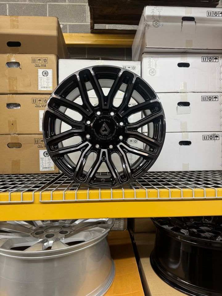 20" Arena Supreme A111 GLOSSY BLACK BRUSHED DDT FACE CLEAR FOR CHEVY 2500 2500HD 3500HD GMC SIERRA 2500HD SIERRA 3500HD