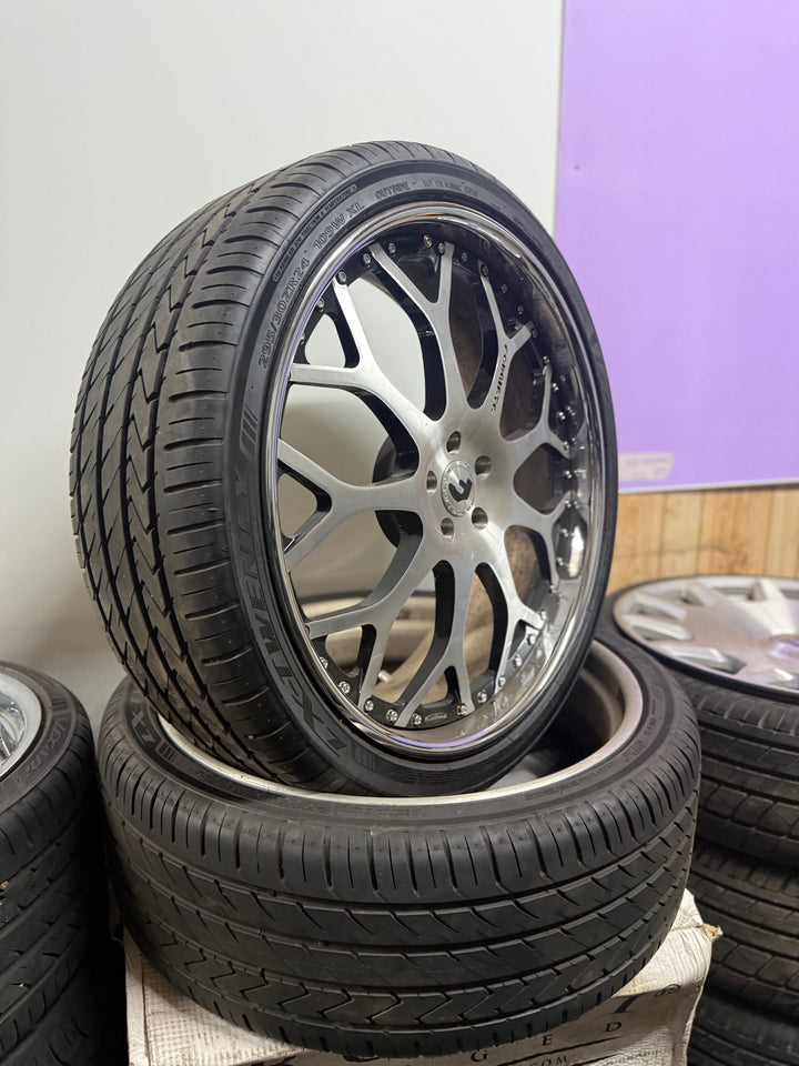 24" MACHINED FORGIATO'S W/ GLOSS BLACK RING 5X112 WILL FIT AUDI Q7 Q8 SQ8 RSQ8 MERCEDES GLS EQS G-CLASS GLE