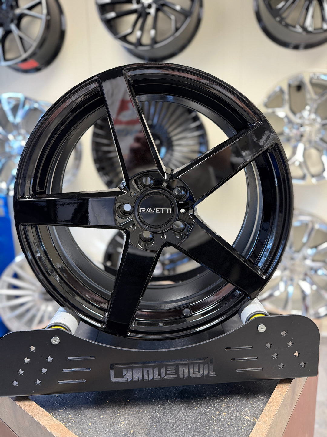 18" RAVETTI M13 GLOSS BLACK WILL FIT FORD MUSTANG MOST HONDA LEXUS KIA NEWER MALINU