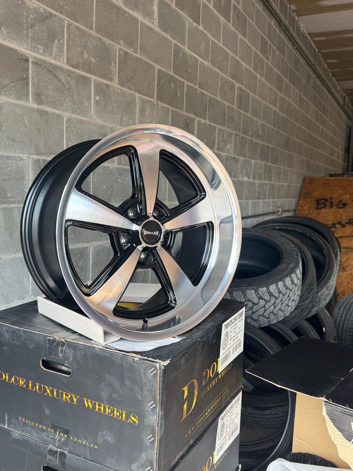 Ridler 652 Black Machined Face and Lip FITS 5 LUG GMC YUKON CHEVY SUBURBAN SIERRA 1500 C10 OBS TAHOE BUBBLE &amp; DONK CAPRICE IMPALA