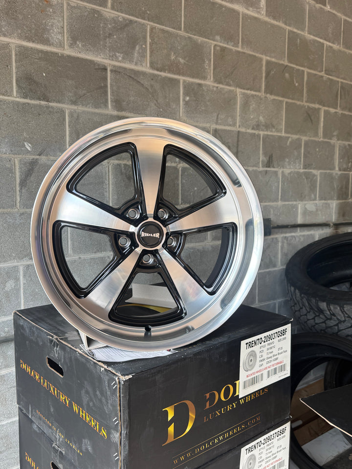 Ridler 652 Black Machined Face and Lip FITS 5 LUG GMC YUKON CHEVY SUBURBAN SIERRA 1500 C10 OBS TAHOE BUBBLE &amp; DONK CAPRICE IMPALA